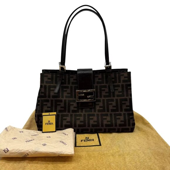 FENDI FF Zucca Hand Bag Brown Canvas - Picture 1 of 12